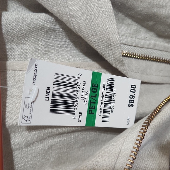 Charter Club  Beige Linen Lightweight Jacket Size L/P - Picture 3 of 10